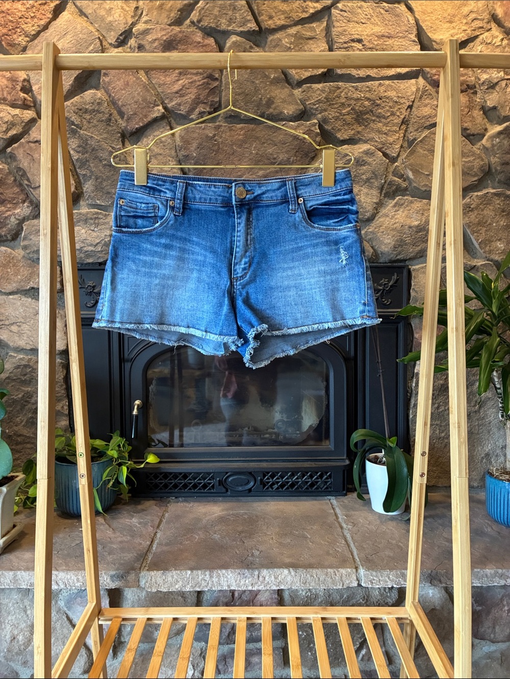 STS Blue Distressed Mid-Blue Denim Cutoff Shorts